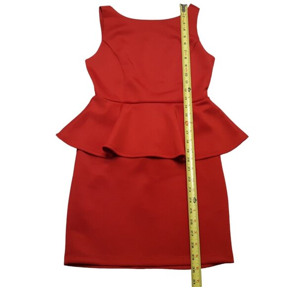 Forever 21 Dress Womens Juniors Small Red Peplum Short Sleeveless Ruffle Stretch - Picture 5 of 14